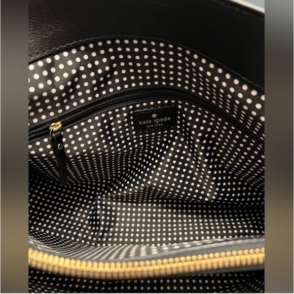 Kate Spade Quinn Villabella Host Pick Black & taupe leather tote with bow - Picture 4 of 7